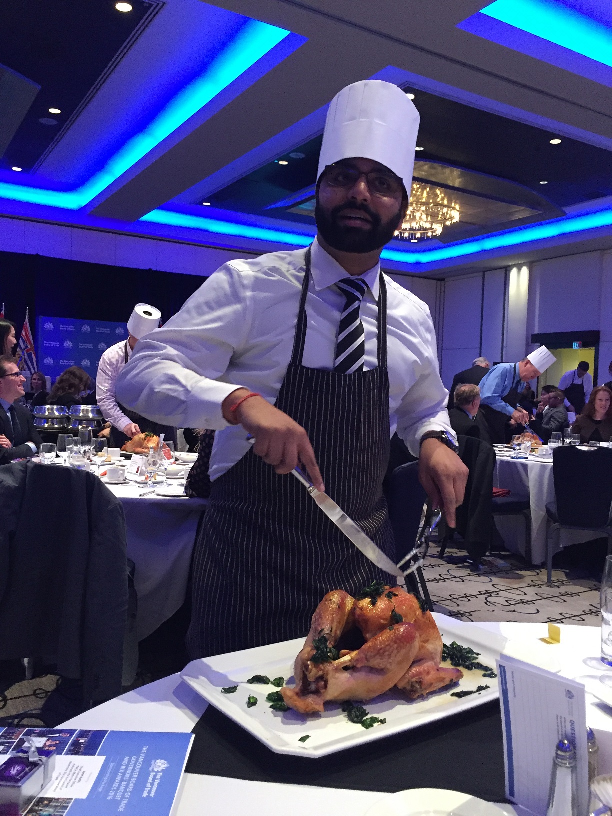 Sasha Ramnarine carves out a Turkey at the Vancouver Board of Trade